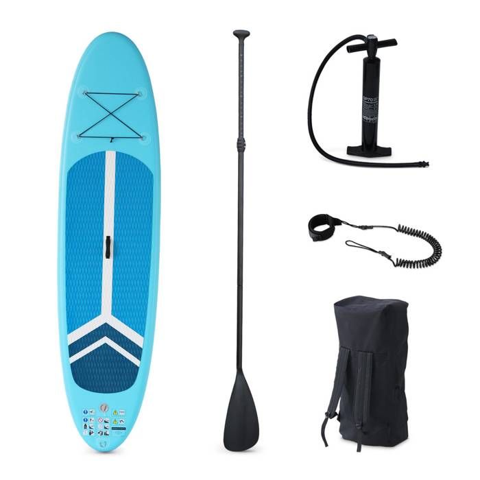 Pack Stand Up Paddle Gonflable Julio 9 3 Avec Pompe Haute Pression Simple Action Pagaie Leash Et Sac De Rangement Inclus Cdiscount Sport