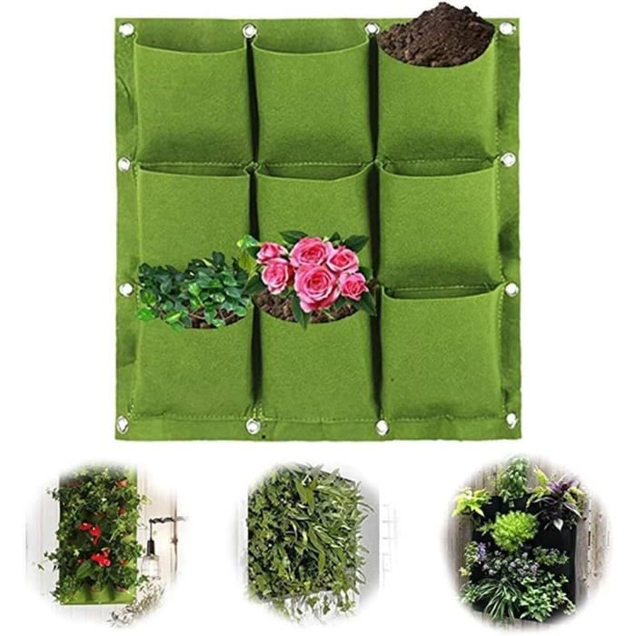 Sac à Plantes Mural - ZGEER - Pochette Suspendue Jardinière - Vert - Feutre - Jardin Intérieur Végétal