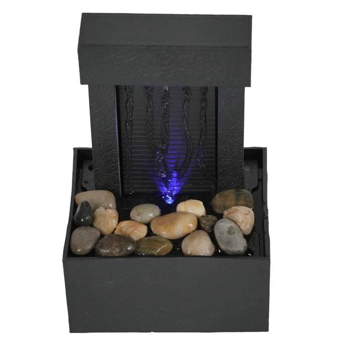 Fontaine De Table à Lumières LED Avec Galets - Mini Fontaine Méditation USB Silencieuse Pour Décoration Intérieure