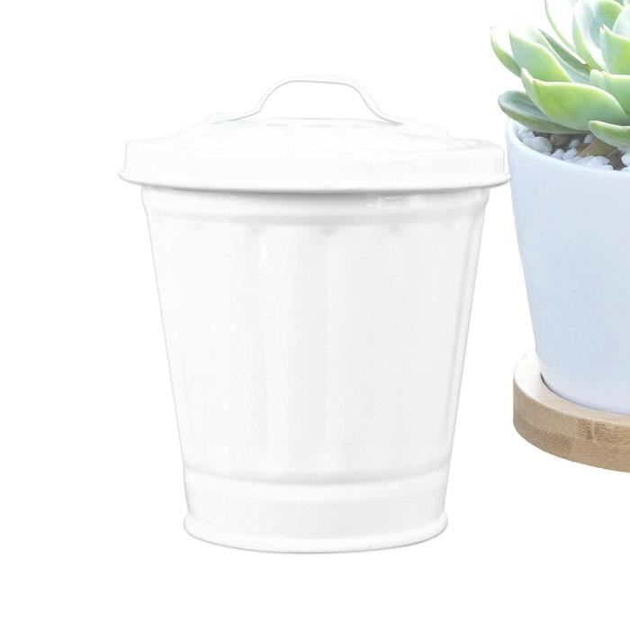 Mini Poubelle De Comptoir En Acier Inoxydable - 12x16,8 Cm, Couvercle Pivotant, Pour Bureau, Cuisine, Salle De Bain - 6