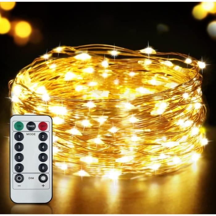 Guirlande Lumineuse Pile avec Télécommande - 10M 100 Micro LED - Blanc  chaud - Etanche IP 65 - Guirlande décorative pour Noël, Maiso - Cdiscount  Maison
