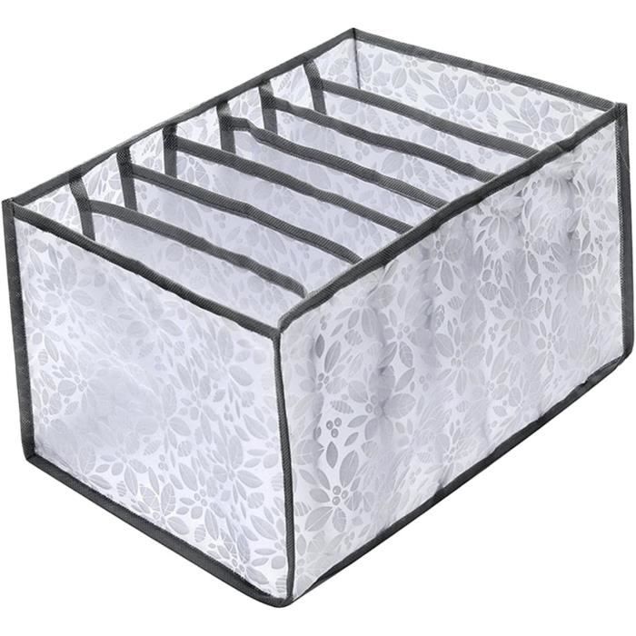 Lot De 3 Boîtes De Rangement Pour Sous-vêtements - Tissu Non Tissé, Gris - Compartiments Pour Soutiens-gorge, Chaussettes, Lingerie - 6