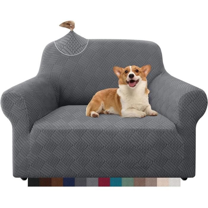 Housse De Canapé 3 Places En Velours Peluche Gris Clair - Super Douce, Élastique Et Élégante