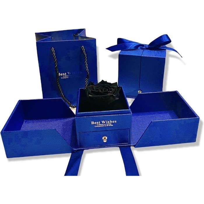 Rose éternelle Préservée Avec Collier Cœur - Cadeau Romantique Pour Femme - Boîte Cadeau Incluse - Pour Fête Des Mères, Saint-Valentin