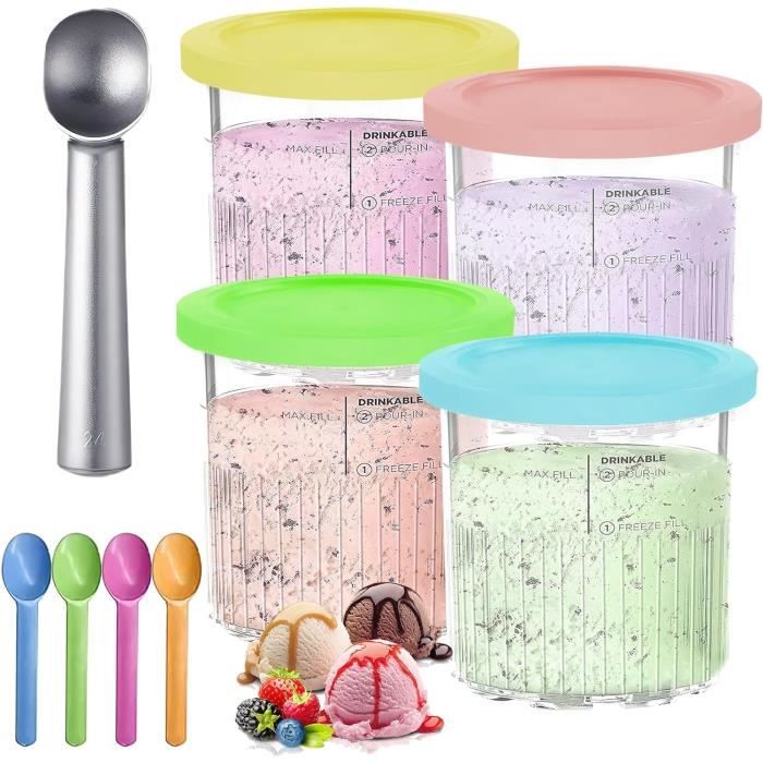 Lot De 4 Récipients Ninja Creami Deluxe 480 Ml - Compatible NC700/NC701EU - Sans BPA, Lavables Au Lave-vaisselle