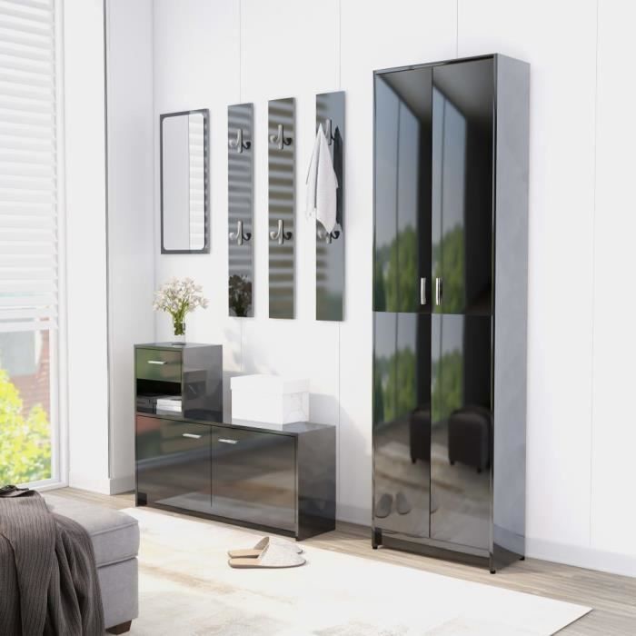 Garde Robe De Couloir Armoire De Chambre Moderne Noir Brillant 55x25x189 Cm Agglomere Achat Vente Armoire De Chambre Garde Robe De Couloir Armoire Soldes Sur Cdiscount Des Le 20 Janvier Cdiscount