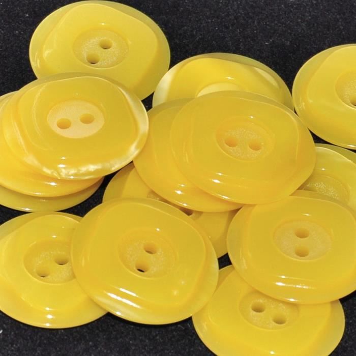 Mercerie lot de 5 Boutons plastique carré jaune 12mm button