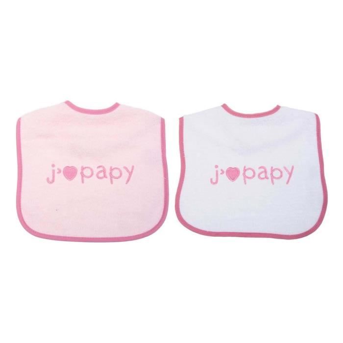 Lot De Deux Bavoirs J Aime Papy Bebe Fille Rose Cdiscount Puericulture Eveil Bebe