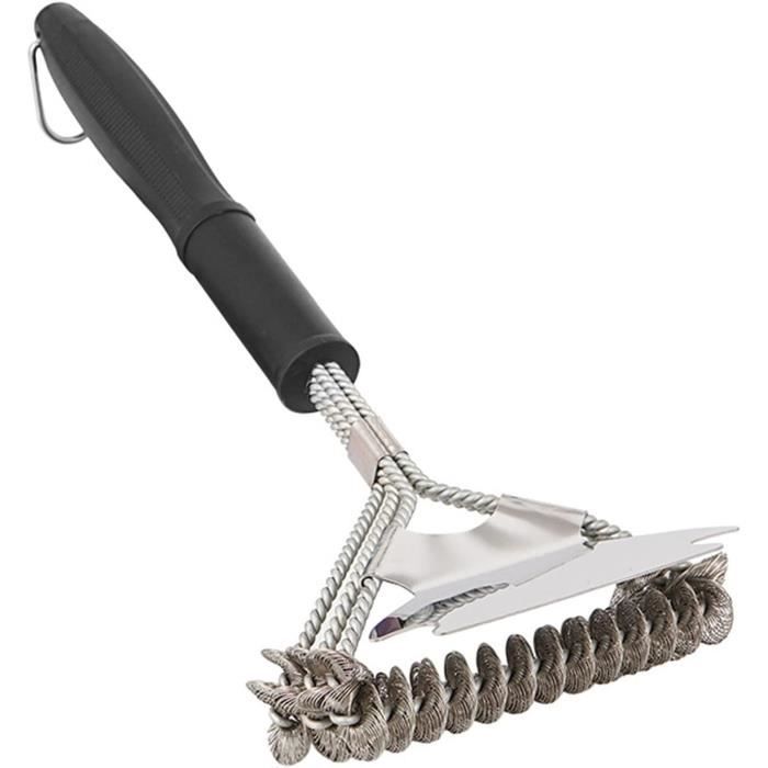 Brosse Triangulaire Métallique 45,7cm - Pour Nettoyer Grilles De Barbecue, Enlever Rouille, Poils En Acier Inox
