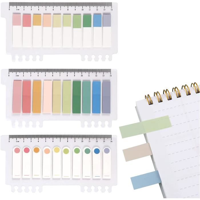 Lot De 600 Onglets Fluorescents Autocollants Molain - Marque-Pages Inscriptibles - 6 Couleurs - 13