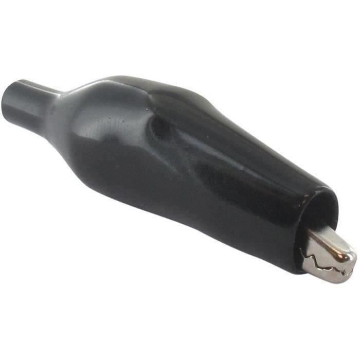 Lot de 10 Pinces alligator 50mm - Gainé noir (positif) - Réassort de notre Coffret 9218341