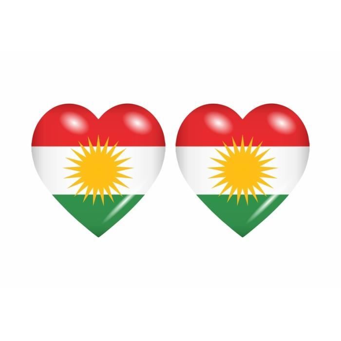 4 x Autocollant sticker voiture moto drapeau kurdistan kurde 