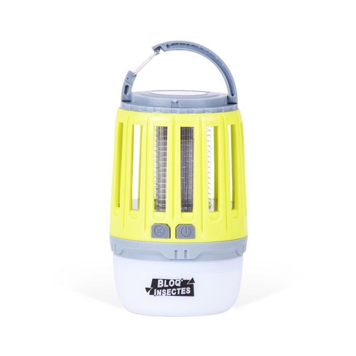 Lampe UV anti-insectes - BLOQINSECTES - Rechargeable 2-en-1 - Sans produits chimiques - Éclairage 360° - Jaune