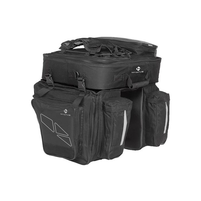 Sacoches de vélo pour cyclotourisme - M-Wave - Triple sacoches de 15 litres - Sac de 17 litres - Noir