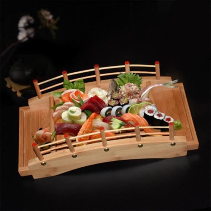 ACAMPTAR Plateau /à Sushi en Bois Assiette de Service Bateau Grand Taille 50Cm pour Restaurant