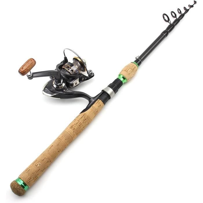 Keenso Canne à Pêche Télescopique Portable 3.6m En Verre Et Acier - Ultra Légère Pour Pêche En Eau Douce
