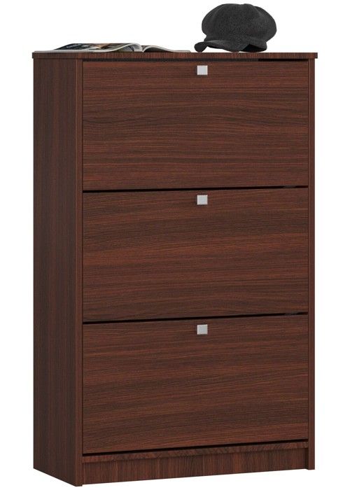 Meuble à chaussures AKORD Wengé 60 cm 3 portes façade Wengé 3 étagères 60x28 5x113 cm