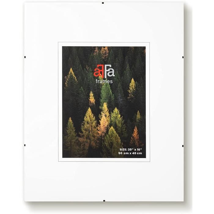 aFFa frames Cadre À Pince En Verre Pour Photos| Design Minimaliste Avec Pinces Métalliques | Plexiglas, HDF, 40x60 cm