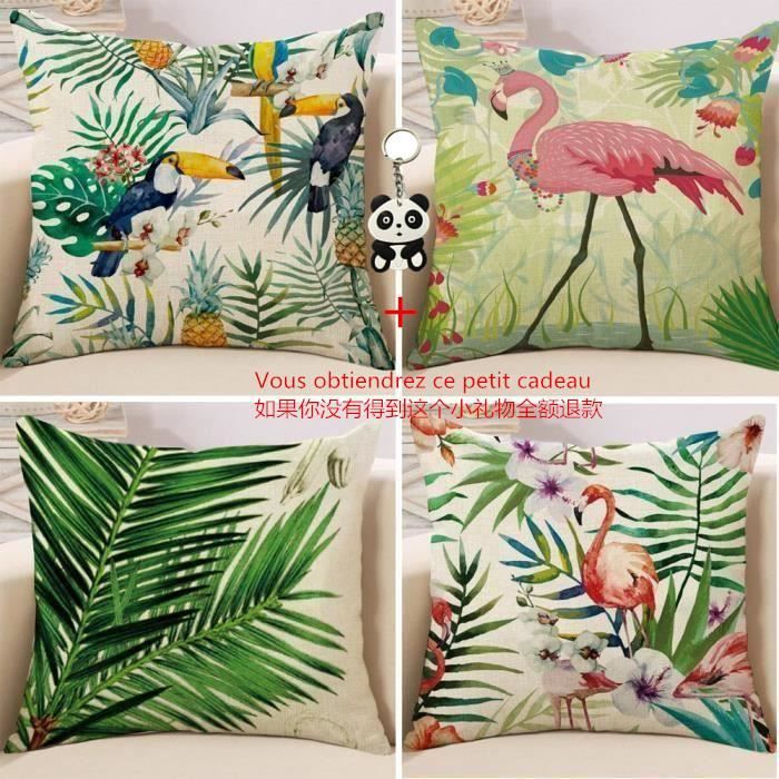 Outflower Feuilles Tropicales Plantes Fleurs et Oiseaux Housse de Coussin Imprim/és//Chambre//Salon//Bureau//Voiture//Canap/é Size 45 A 45CM