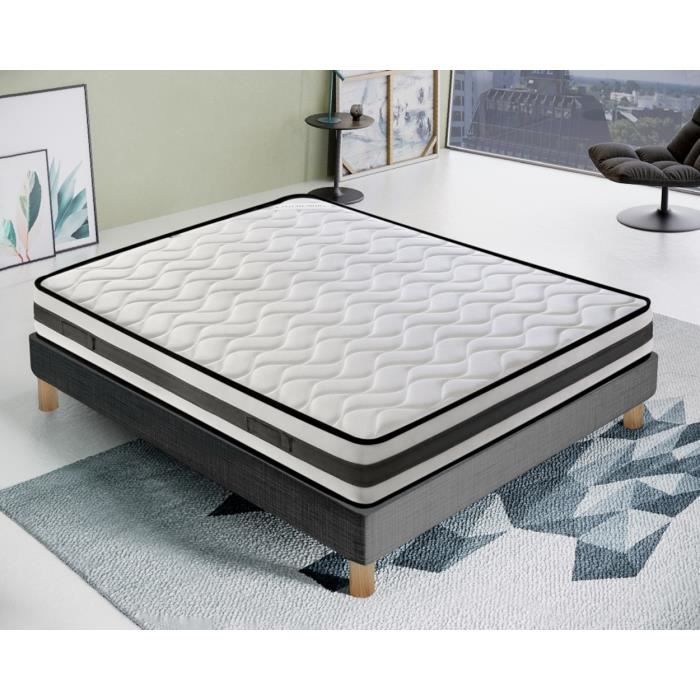 Matelas Mousse 80x200 cm - Haute Densité - Epaisseur 20 Cm - Réversible - Côté Été/hiver - Modèle Fenis