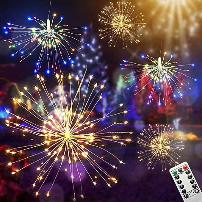 Guirlande Lumineuse Feu D'artifice De Table - 2 Pièces - USB Ou Piles - Formable à La Main - Déco Noël, Fête, Salon - 6