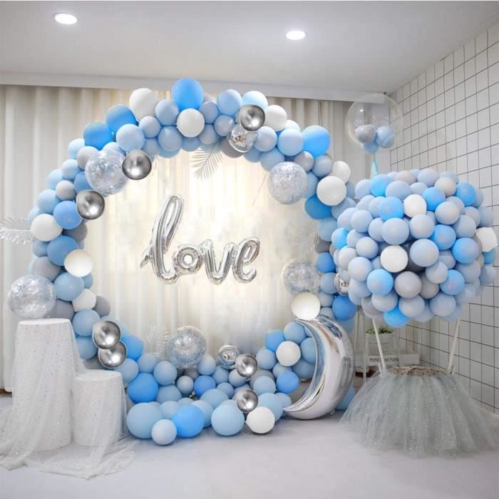 Ballons De Baudruche Atfunshop Arche Ballon 5m 1pcs Bleu Balloons Anniversaire Avec Ballon Metallique Argente Ballons Cdiscount Maison