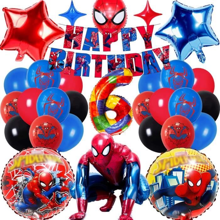 Kit Décoration Anniversaire Spiderman 3 Ans - 88 Pièces - Vaisselle, Ballons, Nappe - Thème Enfant