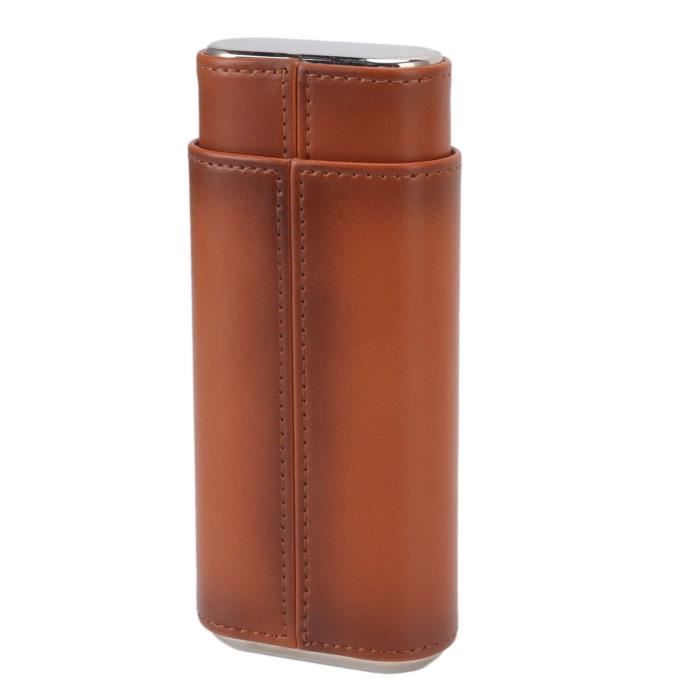 Étui à cigares de luxe aspect crocodile marron - Étui en cuir pour 3 cigares - Avec cèdre et cutter en acier inoxydable - Cave de voyage et cadeau pour homme