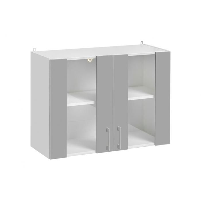 Meuble haut de cuisine Eco Gris Brillant 2 portes vitrées L 80 cm - Cuisineandcie Meuble haut de cuisine Eco Gris Brillant 2 portes vitrées L 80 cm - Cuisineandcie