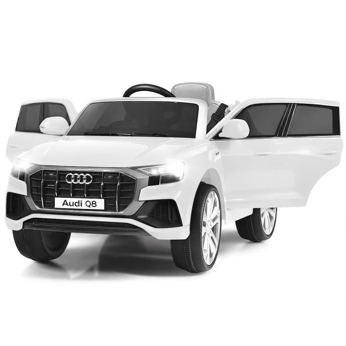 DREAMADE Audi Q8 Voiture Électrique Enfant avec Tèlècommande 3-5km/h, Lumineux avec Sonores,Ceintures de Sécurité, Blanc