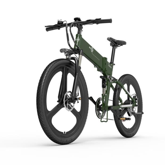 Vélo Electrique,Moteur 500W,Roue monobloc Vitesse Maxi 35km-h,batterie Lithium-48V 10.4AH-Vert militaire