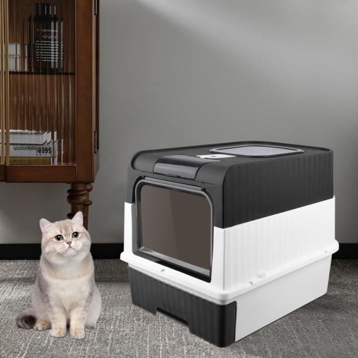 Meilleurs prix pour Bac à litière fermé pour chat - YIYI - 49*35*37cm - Noir - Bac amovible, pelle et brosse incluses