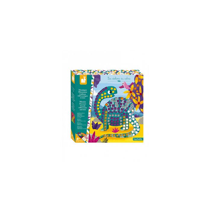 Kit créatif - Janod - Mosaïques Dinosaures - Jaune - 8 tableaux - 1400 mosaïques en mousse