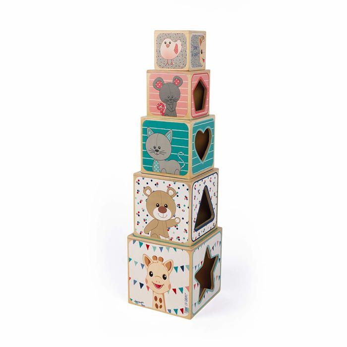 Sophie la Girafe Pyramide Anneaux Textiles à Empiler Multicolore 1 Unité, 