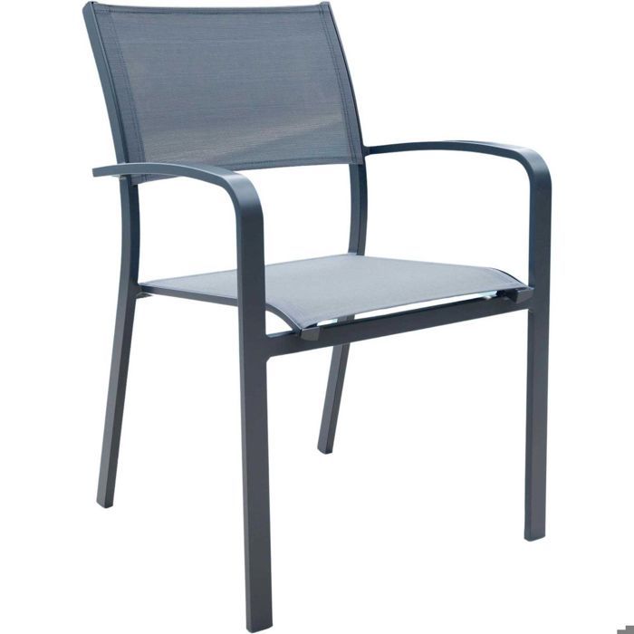 Fauteuil de jardin empilable en aluminium JARDILINE Milos - Gris - Facile à nettoyer Fauteuil de jardin empilable en aluminium JARDILINE Milos - Gris - Facile à nettoyer