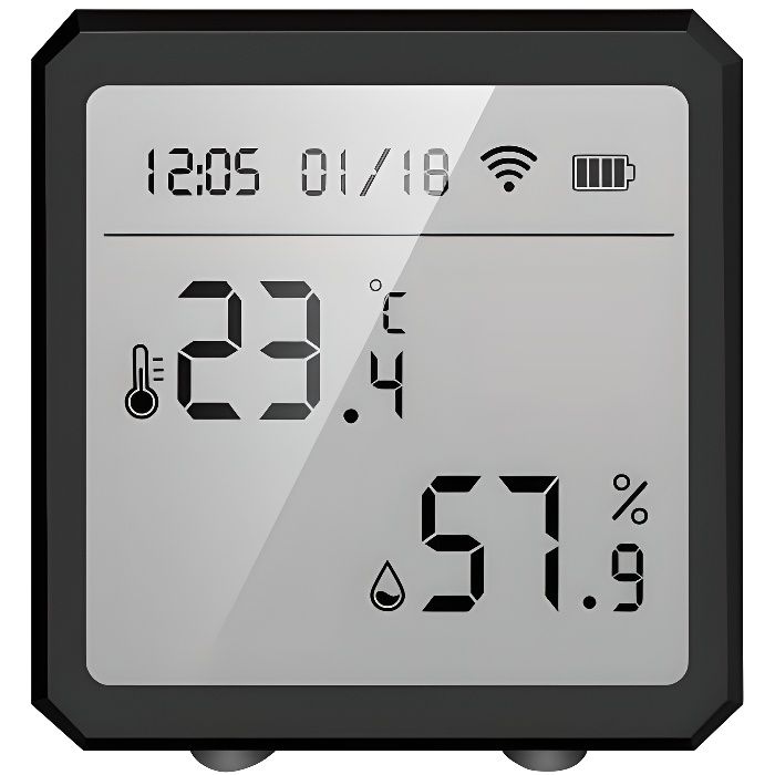 Température humidité Intelligent avec écran LCD Kavolet Capteur de température et d'humidité WiFi Tuya Détecteur de luminance thermomètre hygromètre intérieur Télécommande APP 