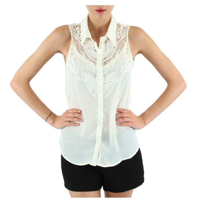 Blouse Blanche Blouse Voile De Coton Blouse sans manches relaxed en voile de c