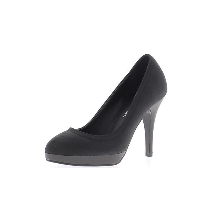 escarpin noir talon bois