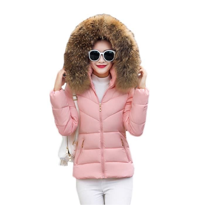 Doudoune à capuche Femme a la mode col en fausse fourrure Casual ...