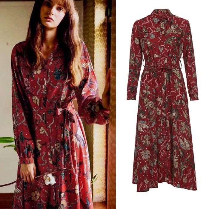 robe boheme longue manche longue
