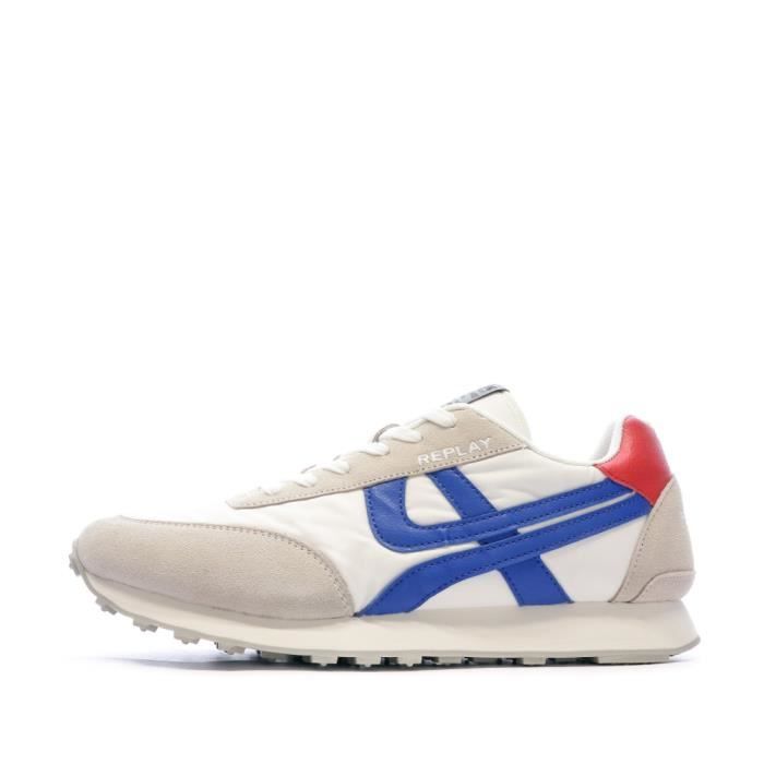Baskets Homme Replay Rude Original Blanc Lacets Textile