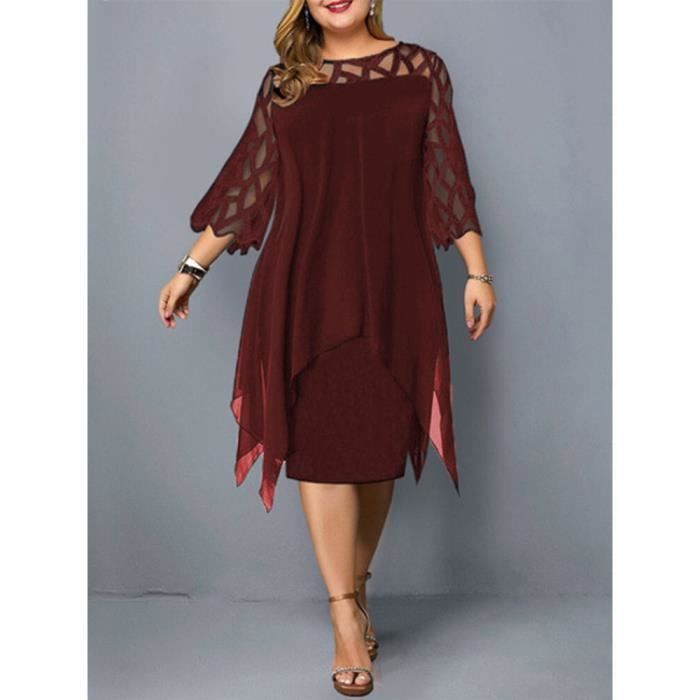 6xl Robe Robes d'été élégantes à manches en maille pour femmes,grande taille ...