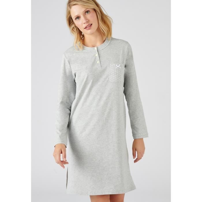 Chemise de nuit Damart Chemise de nuit manches longues maille