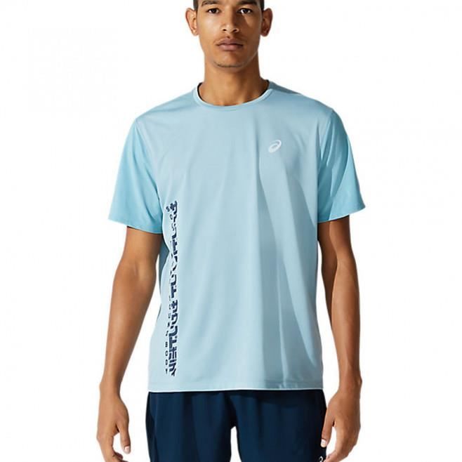 Tee-shirt Running Homme Asics SMSB RUN - Bleu - Manches courtes