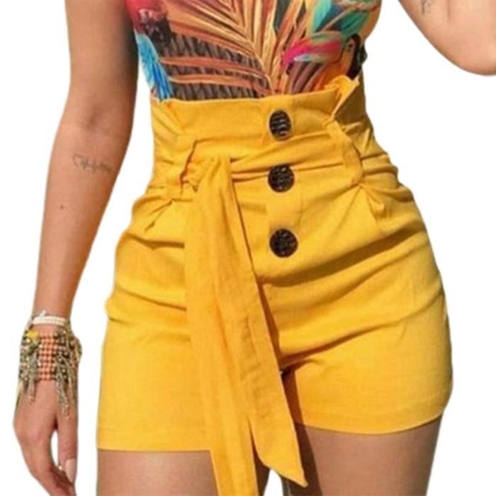 Short Brillant Femme Taille Haute - Pantalon Court élastique, Effet Métallisé Ou Réfléchissant, Pour Fête Ou Streetwear - 3