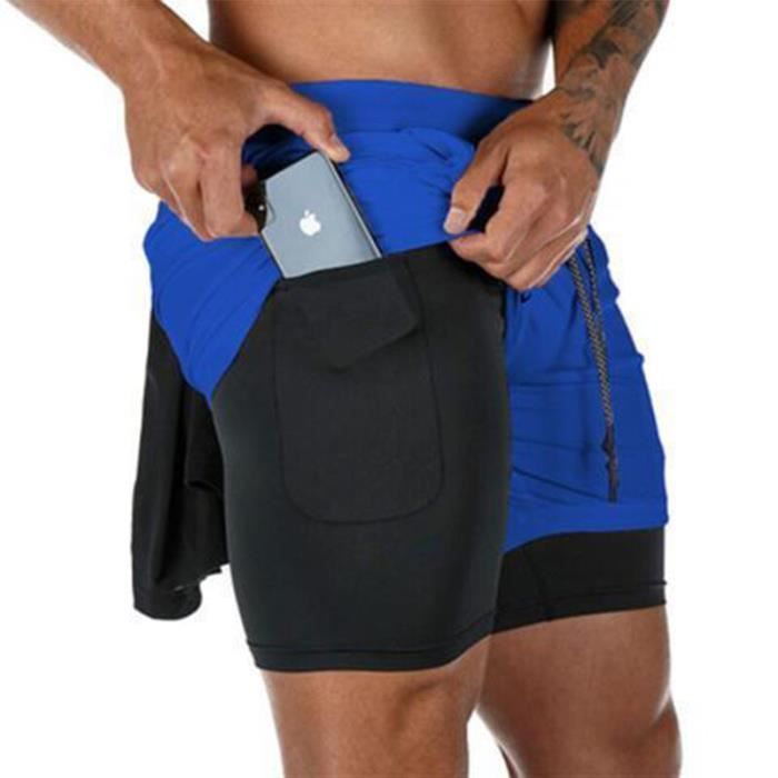 Poches Zippées Shorts De Course 2 En 1 Pour Hommes Taille Haute Shorts De Sport Shorts D'Entraînement Avec Poches Pour Gym Jogging Tennis Short 2 En 1 Femme Decathlon