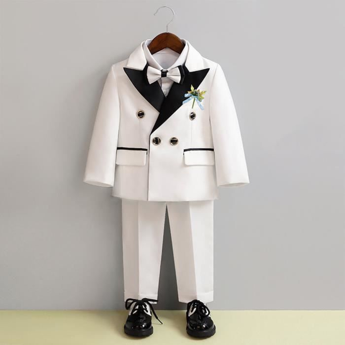 Costume Enfant Pièces Tenue de Smoking Bébé Garçon pour Mariage ou  Cérémonie Blanc