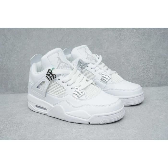 Air Jordan 4 Retro Blanc Noir Chaussures De Basket AJ 4 Femme Homme Mode or. Couleurs multiples Cdiscount Chaussures