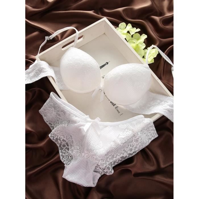 Ensemble Lingerie Push-up à Dentelle Noire Noir - Prêt-à-Porter