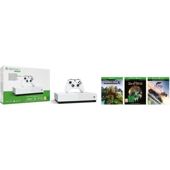 Xbox One S All Digital 1 To + 3 Jeux dématérialisés (Minecraft, Sea of